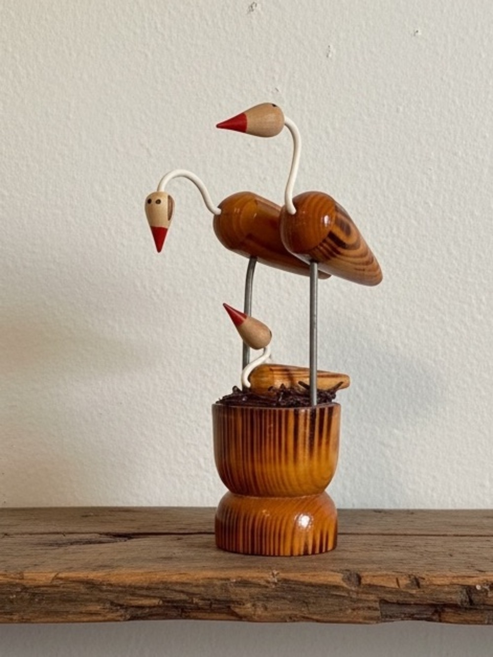 Vintage Seabird Bird Family, Torched Wood Coastal Decor. MCM. Collectible